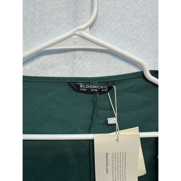 Bloomchic Womens Plus Size Button-Up Blouse Eyelet & Lace Trim Green Size 32 - Picture 4 of 12